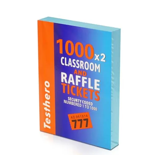 Testhero 1000×2 Raffle Tickets Book Double Roll,50/50 Raffle Tickets for Classroom Carnival Drink Events Movie Christmas（Blue）