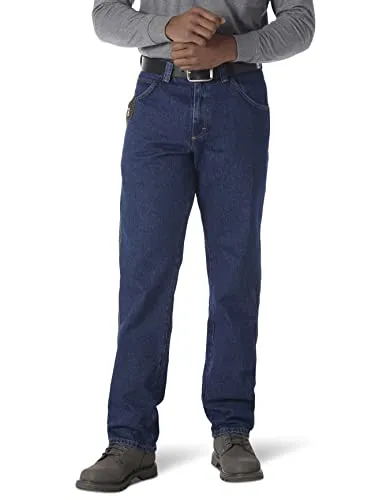 Wrangler Riggs Workwear mens Relaxed Fit Five Pocket jeans, Antique Indigo, 42W x 30L US