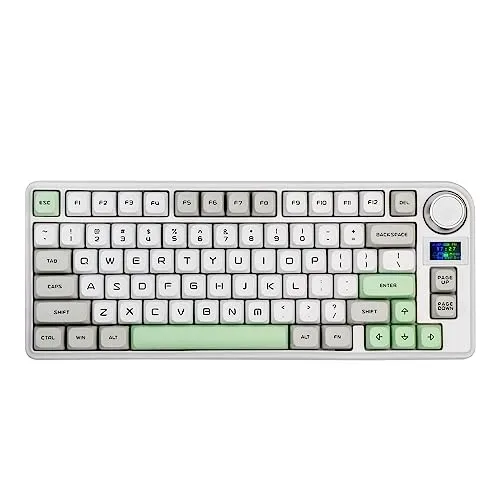 EPOMAKER TH80-X Gasket Mechanical Keyboard, 75% Layout Triple Mode Hot-swap Gaming Keyboard with 4000mAh Battery, LCD Screen, NKRO, RGB for Office/Win/Mac (White, Gateron Pro Yellow)