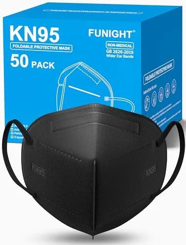 Funight KN95 Face Mask 50 PACK BLACK