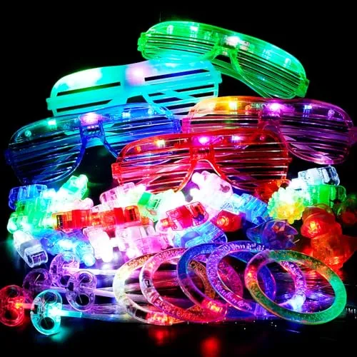 Sweetone 51 Pcs Glow in the Dark Party Supplies LED Light Up Toys Neon Party Supplies (for Bracelets & Necklaces), Glow in the Dark Party Favor Supplies Decoration for Birthday, New Years Activities