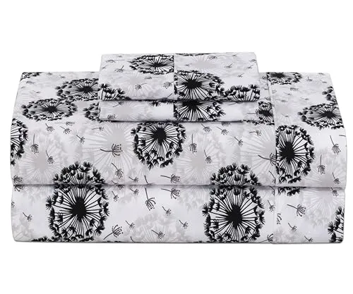ZOYER Queen Sheet Set - 4 PC Printed Bedding Sheets & Pillowcases - Hotel Luxury, Extra Soft Microfiber, Cooling Bed Sheets - Deep Pocket up to 15" - Wrinkle, Fade, Stain Resistant (Queen, Daisy)